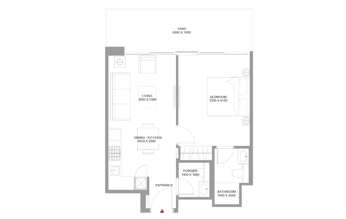 1 BR Floor Plan c